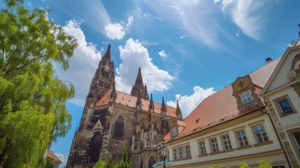 Fototapeta premium Historic Architecture: Gothic cathedrals and historic European buildings