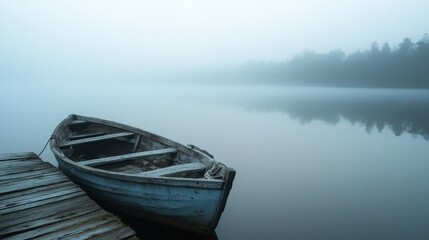 Obraz premium Misty Morning Rowboat