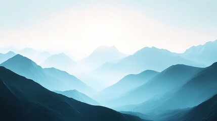 Obraz premium Serene Blue Mountain Landscape at Sunrise