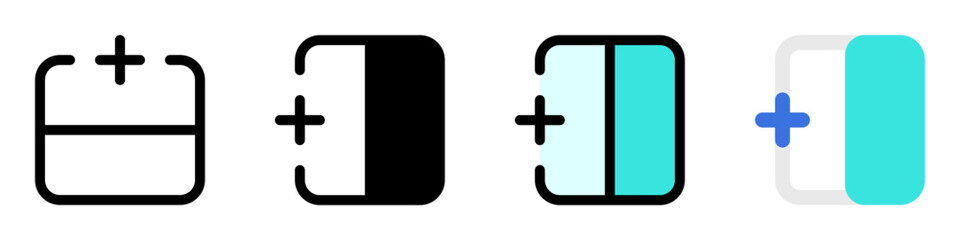 Editable add column to the left vector icon. Part of a big icon set family. Perfect for web and app interfaces, presentations, infographics, etc