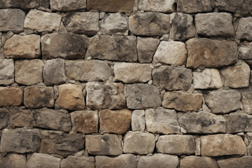Fototapeta premium Processed collage of old medieval stone wall texture in daylight. Background for banner