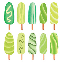Watercolor Ice cream Element Vector Collection © Proyecto Randy