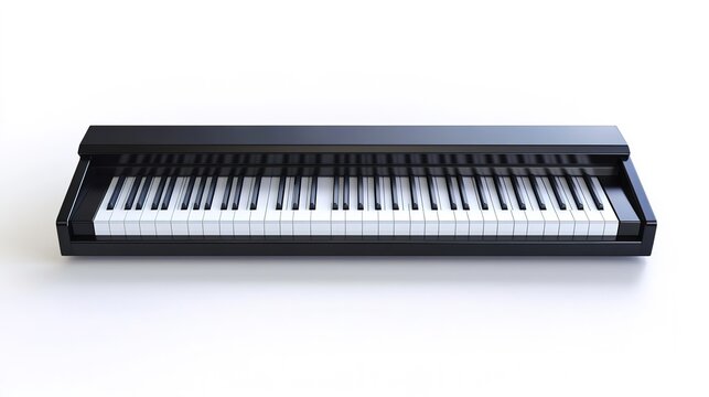 Modern digital piano synthesizer isolated on white