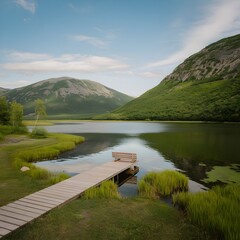 Obraz premium Scenic Landscape with a Serene Lake Reflection