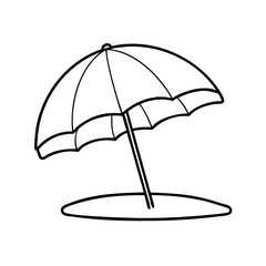 Beach umbrella, line icon, black and white, summer vacation symbol