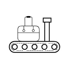 Obraz premium Luggage conveyor, line icon, black and white, airport symbol