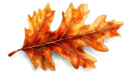 Obraz premium A beautiful, detailed oak leaf displays stunning shades of orange and gold