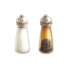 Salt and Pepper Shakers on White Background