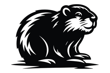 A black Silhouette otter animal vactor	