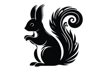 Squirrel silhouette logo design. vector illustration