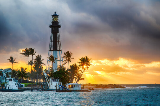 Cloudy Sunrise at the Hillsboro Inlet Lighthouse in Lighthouse Point, Florida