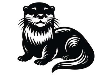 A black Silhouette otter animal vactor	