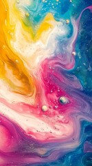 Vibrant Multicolored Liquids Flowing - Vertical Phone Wallpaper