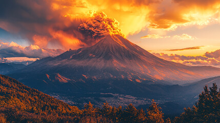 Fototapeta premium Stunning HD Nature Volcano Background – High Quality Erupting Volcano Landscape Image