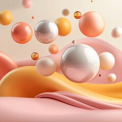 Minimalist 3D Spheres with Soft Pastel Gradient Background
