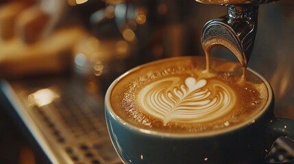 Skilled Barista Crafting Beautiful Latte Art for Cafés and Coffee Enthusiasts