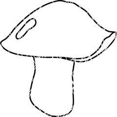 A doodle mushroom grows in the forest.
