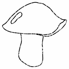 A doodle mushroom grows in the forest.
