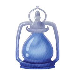 Oil lamp or kerosene camp lantern ornament watercolor element