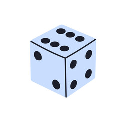 Gamble cubes marked with dots, gamble cubes, pair of dice lying with numbers on top side drawn with lines, throwable gambling device for tabletop, board and casino games icon flat vector illustration.