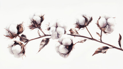 A painting of cotton, drawn by hand, against a white background.