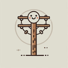 cartoon icon of a telegraph pole standing tall in the center