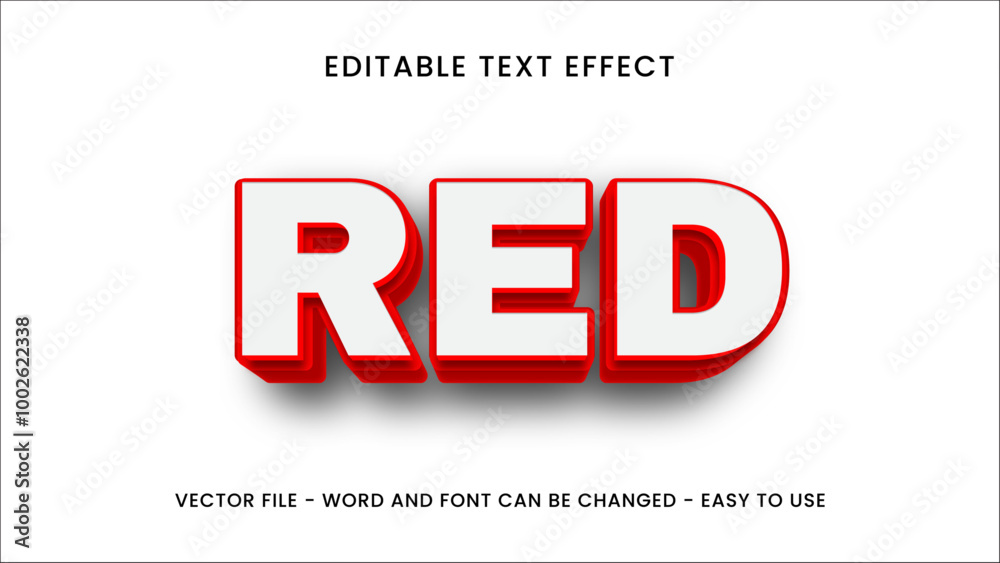 Fototapete red white editable text effect 3d editable text style