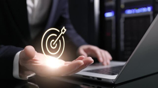 A glowing goal icon emphasizes the importance of setting specific, measurable, and achievable business goals that guide strategy and ensure long-term growth and success