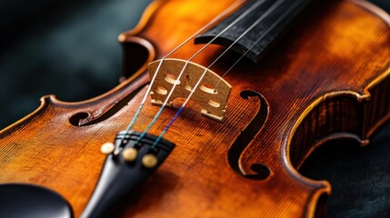 Fototapeta premium Close-Up of a Violin Showcasing its Elegance and Craftsmanship