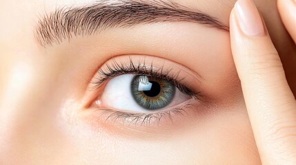 Obraz premium irritated rubbing eye dry relief vision pain