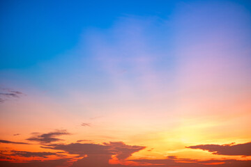 Beautiful , luxury soft gradient orange gold clouds and sunlight on the blue sky perfect for the background, take in everning,Twilight, Large size, high definition landscape photo