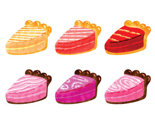Watercolor Sweet Cake Pie Element Vector Collection