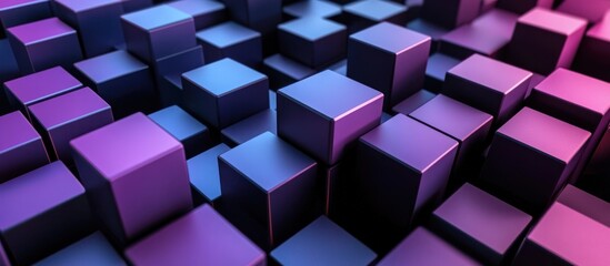 Abstract Purple and Blue Cube Pattern