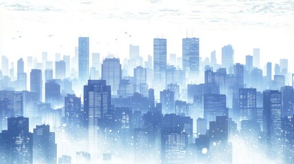 Obraz premium Minimalistic City Skyline with Tall Buildings