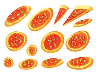 Watercolor Delicious Pizza Element Vector Collection