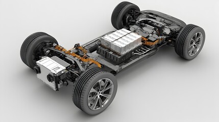 Cutting-Edge Electric Vehicle Chassis Exploded View Revealing Innovative Design