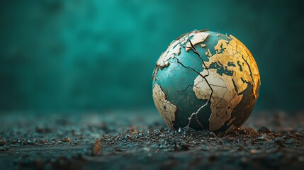 Cracked Globe Representing Broken Trading Routes