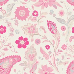Vintage Floral Pattern with Pastel Tones Wallpaper Design