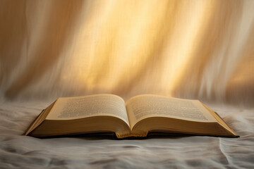 Obraz premium An open prayer book lays idle with soft light sukkot yom kippur