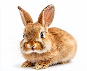 Fototapeta premium Soft-Furred Rabbit Sitting in a Sunny Field
