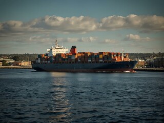 Ship approaching Newcastle harbor.