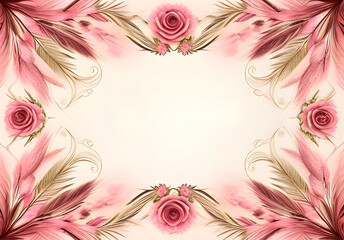 A frame of flowers pink background with a place for text