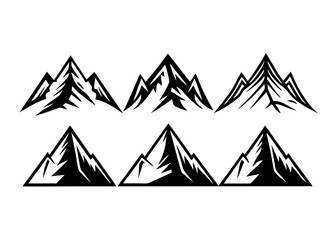 set of mountain landscape Rocky natural vector silhouette back 