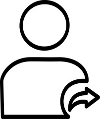 User forward icon vector. Account transfer symbol. Replaceable vector design.