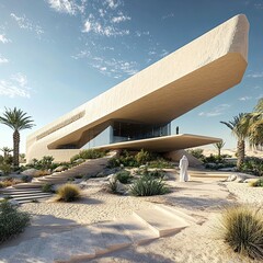 Fototapeta premium Ithra museum in the landscape of Dammam