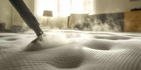 Deep cleaning mattress using specialized steam; cleaner;