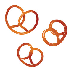 Watercolor Pretzel Element Vector Collection