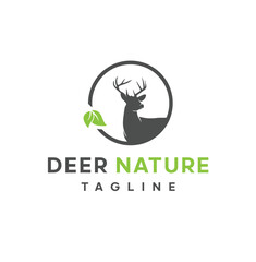 Deer logo with nature concept with vector logo