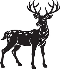 Obraz premium Minimalist deer silhouette in vector style on a white background, highlighting the animal's elegant shape