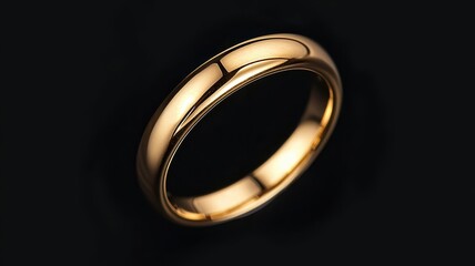 Elegant gold ring on a black background, showcasing its polished design.
